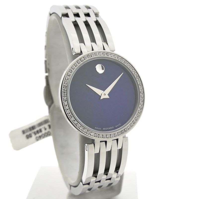 Image 3 of Movado Esperanza; Women's watch with diamonds and Bleu 'Mother of Pearl' dial; 0607231