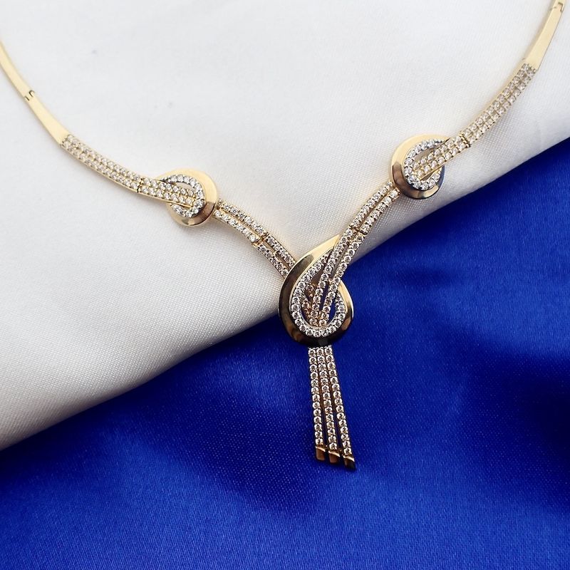 Image 11 of Gold necklace with zirconia; Geçen | 46 cm