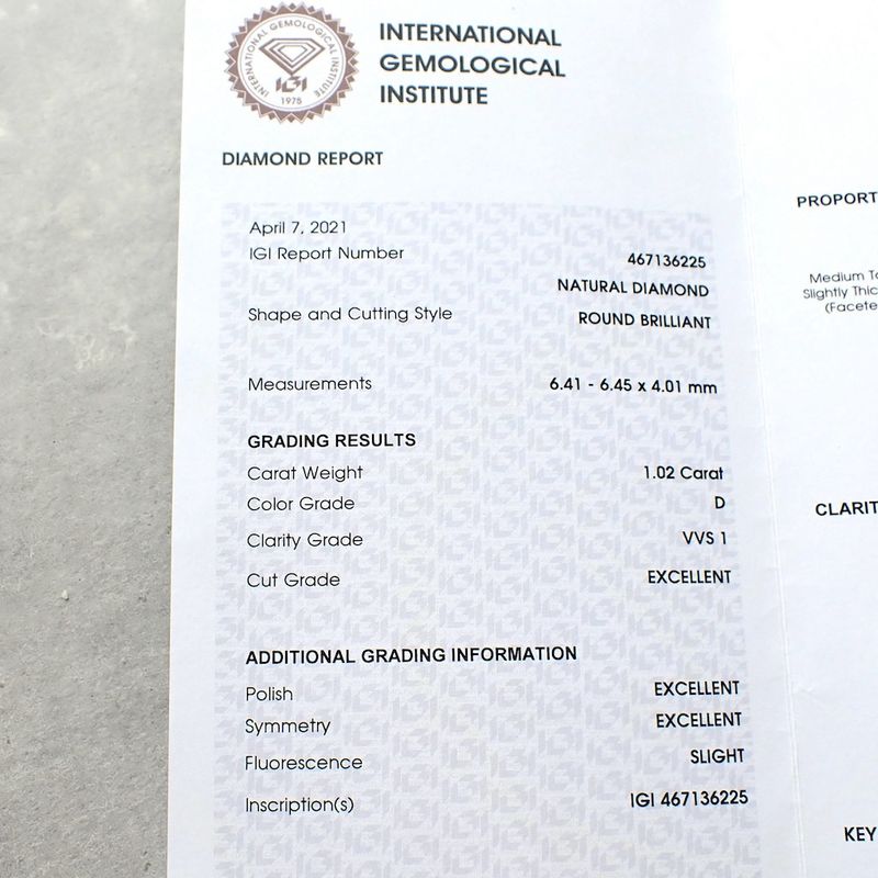 Image 11 of 1.02 ct. Brilliant cut diamond D VVS 1 + IGI Certificate