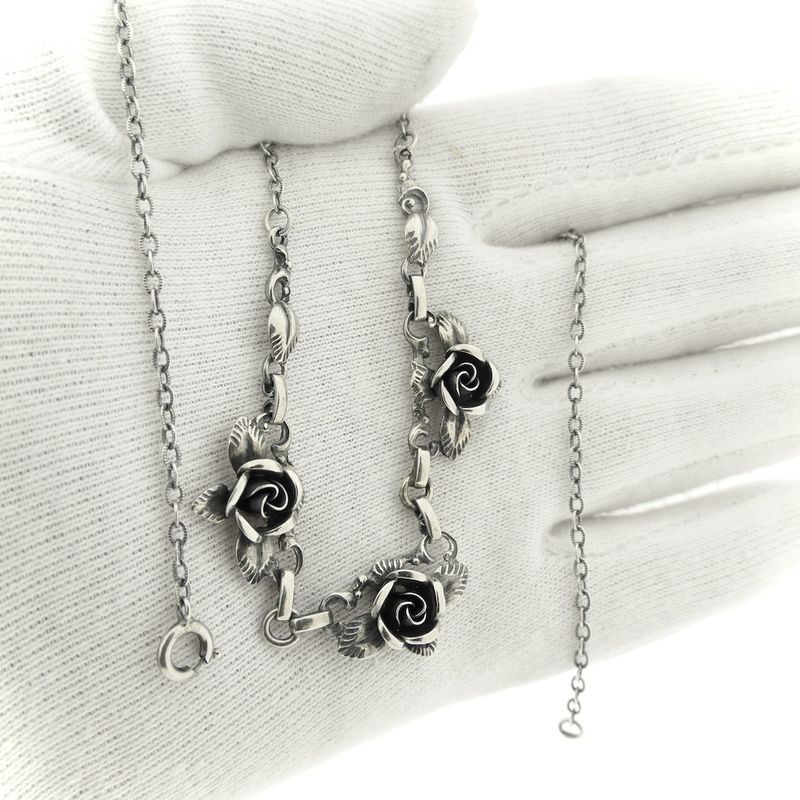 Image 8 of Silver anchor link necklace with fixed pendant | 42 cm