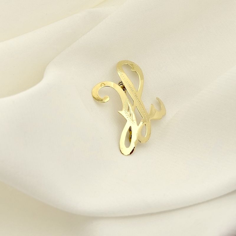 Image 4 of Gold letter brooch; letter H | Vintage