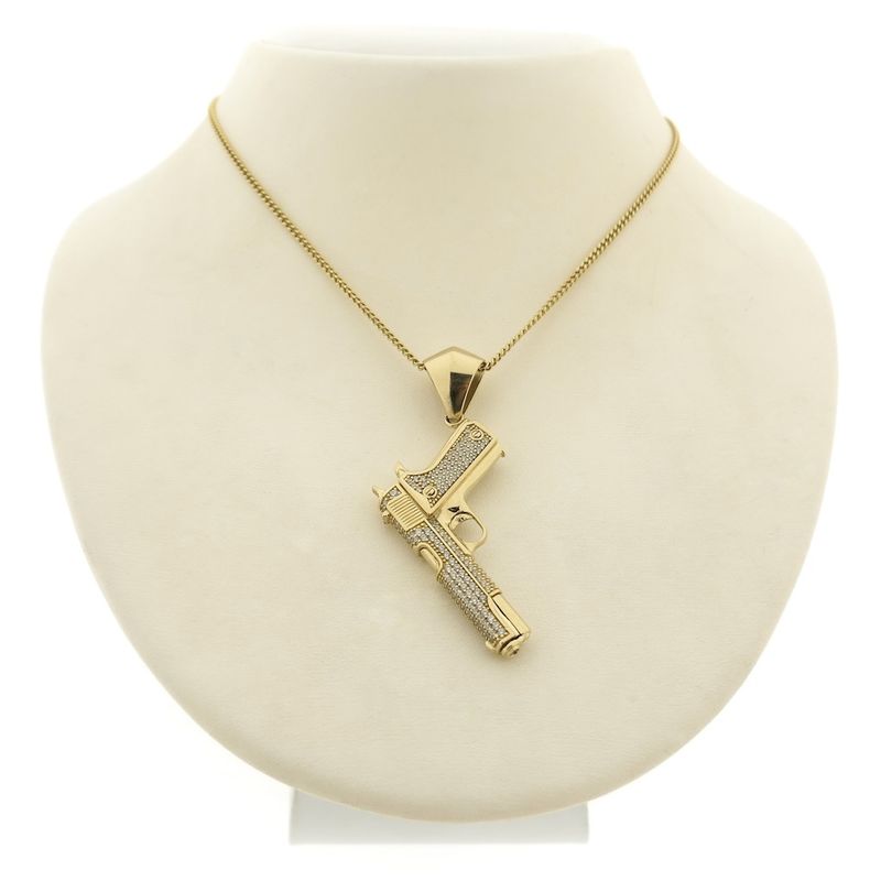 Image 12 of Gold pistol pendant with zirconia | Glock