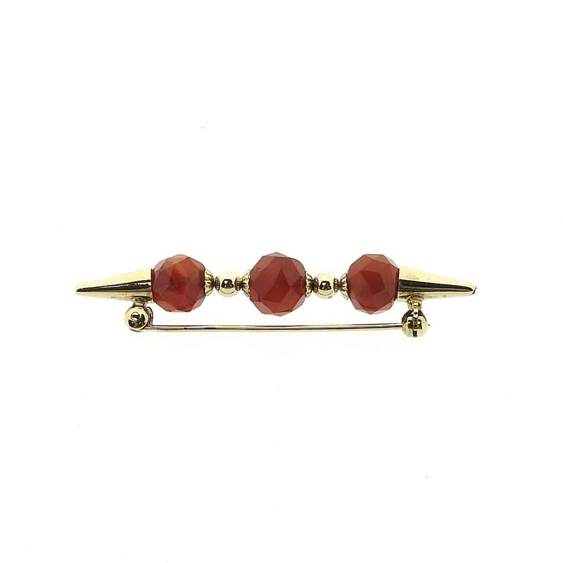 Image 4 of Vintage gold brooch with carnelian