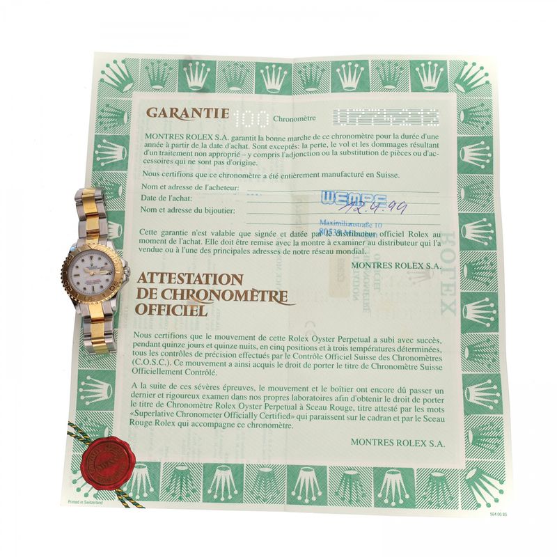 Afbeelding 9 van Rolex Yacht-Master Ladies 29mm 69623; Automatisch Dames Horloge (Full-Set '99)