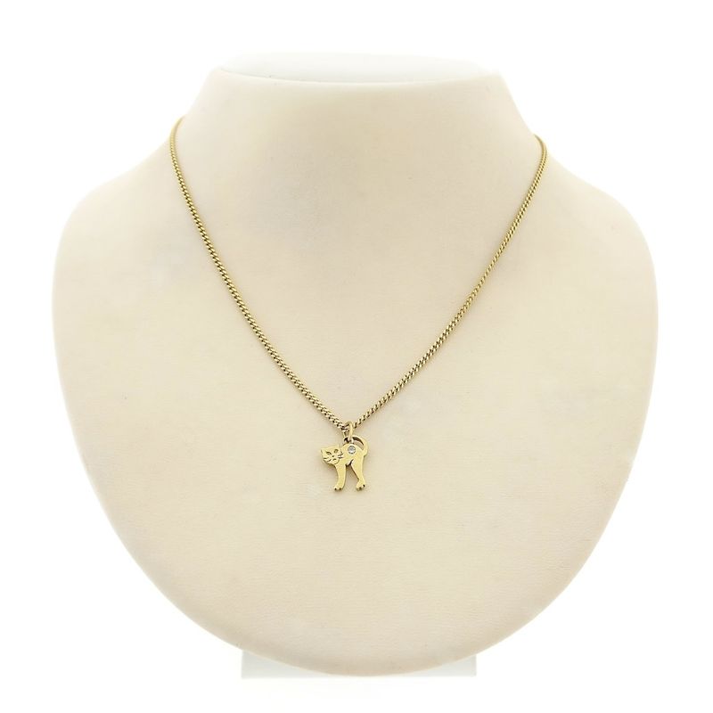 Image 8 of 8 carat pendant of a cat with diamond; 0.01 ct.