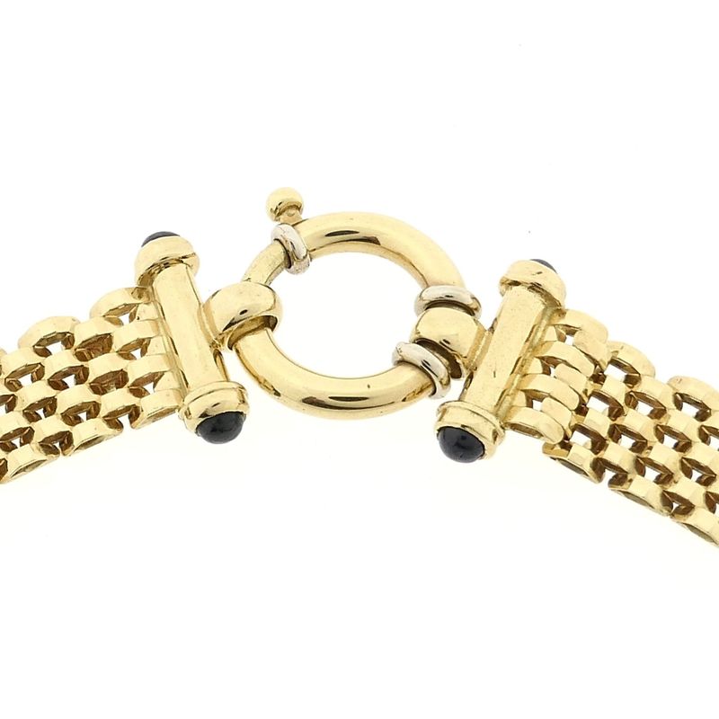 Image 5 of Golden Panther Link Necklace with Sapphire | 45 cm
