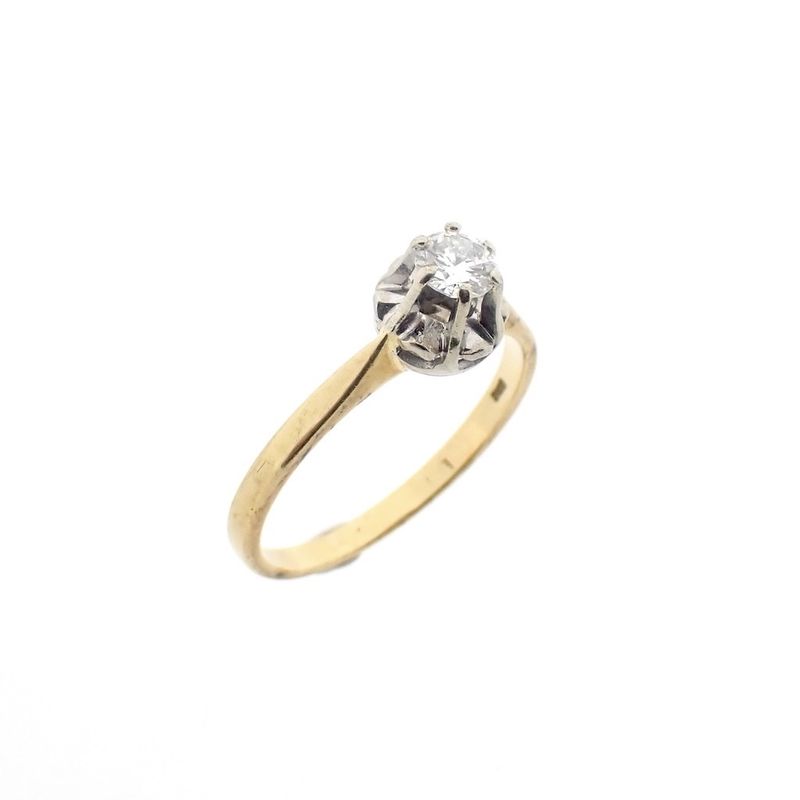 Image 1 of Two-tone gold solitaire ring with diamond | 0.25 ct.