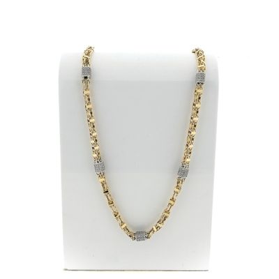 Image 1 of 18K gold magnum link chain with zirconia | 71 cm