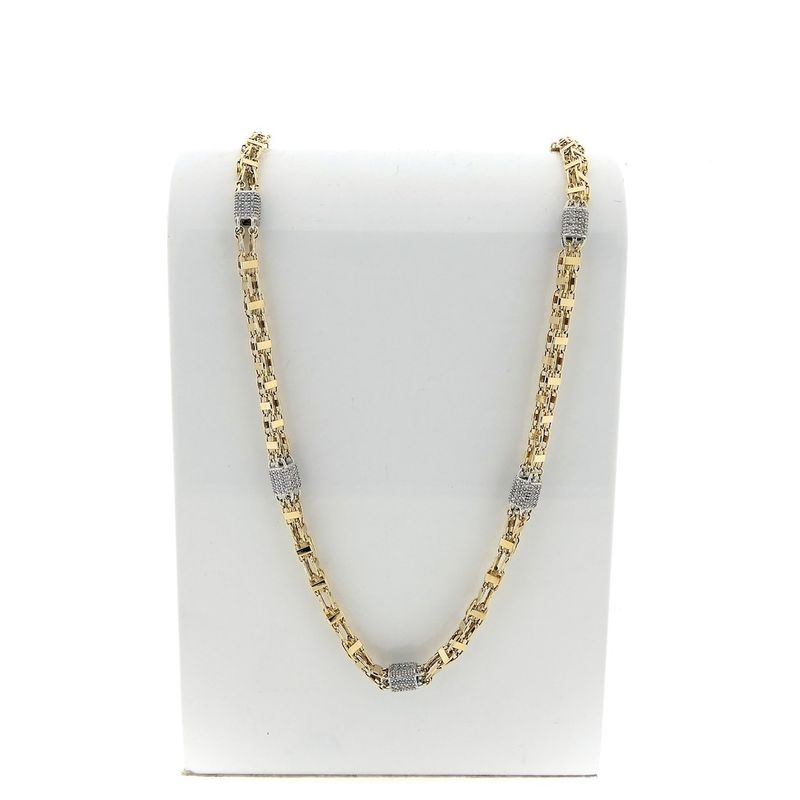 Image 1 of 18K gold magnum link chain with zirconia | 71 cm