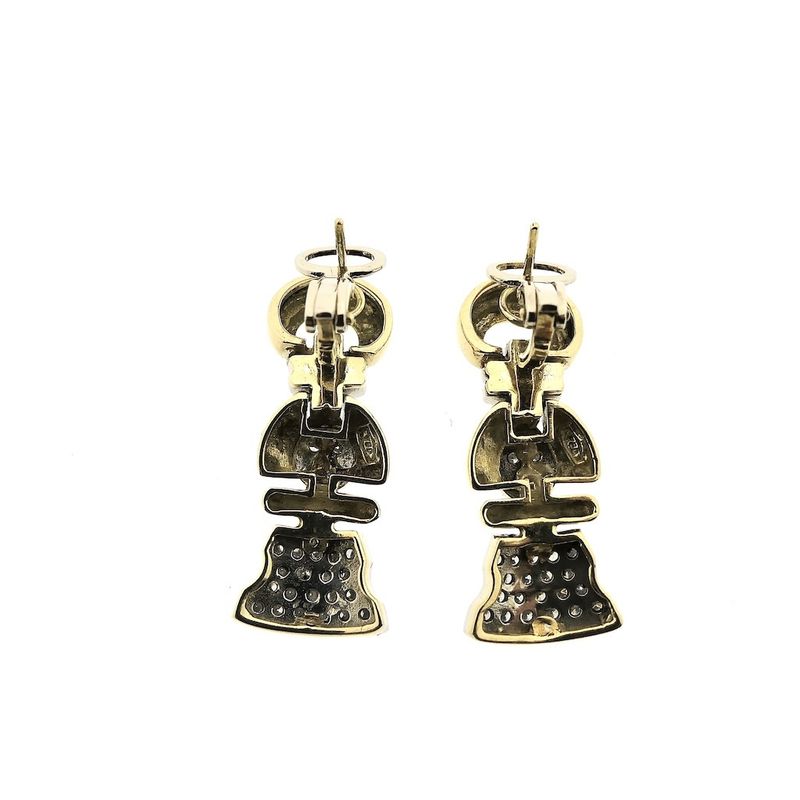 Image 5 of Bicolor gold earrings with diamonds; 0.75 ct.