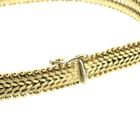 Image 3 of Gold herringbone link bracelet with diamonds; 0.21 ct.