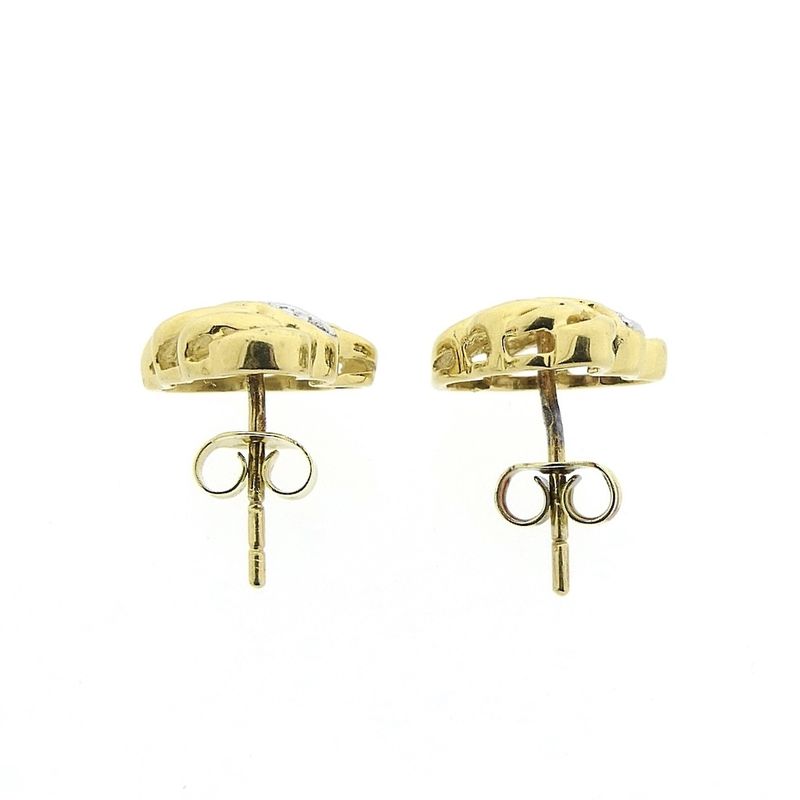 Image 5 of Gold leaf stud earrings with diamond | 0.05 ct.