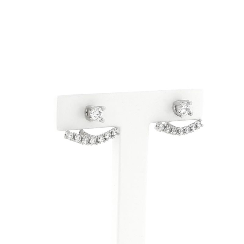 Image 3 of Silver stud earrings with zirconia | Ear jacket