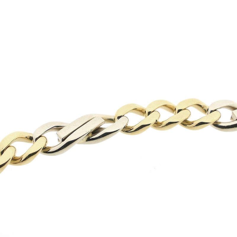 Image 5 of Two-tone gold gourmet link bracelet with diamonds