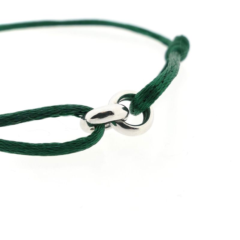 Image 4 of Forever Knots® Handmade Green Satin Bracelet with Silver Chain