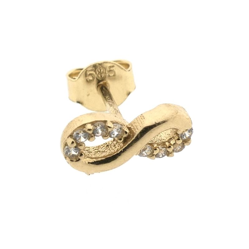 Image 6 of Gold infinity stud earrings with zirconia