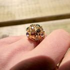 Image 8 of 18 carat gold Sputnik ring with colored stones