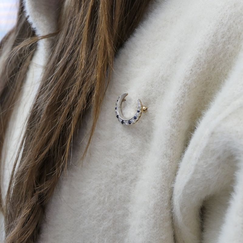 Image 11 of 9 carat brooch with sapphire and diamond; 0.34 ct.