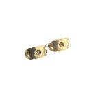 Image 5 of Gold floral stud earrings with diamond; 0.20 ct. | Vintage
