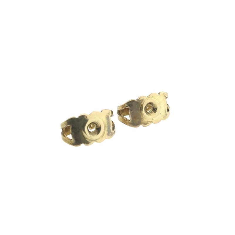 Image 5 of Gold floral stud earrings with diamond; 0.20 ct. | Vintage