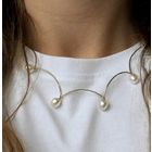 Image 7 of Gold bar necklace with pearls