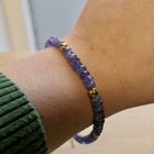 Image 5 of Gold beaded bracelet with amethyst
