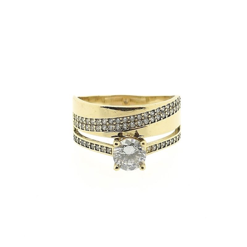Image 3 of Wide gold ring with zirconia