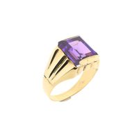 Gold signet ring with purple spinel