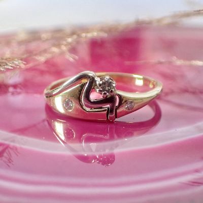 Image 2 of Two-tone gold ring with diamonds; 0.065 ct.