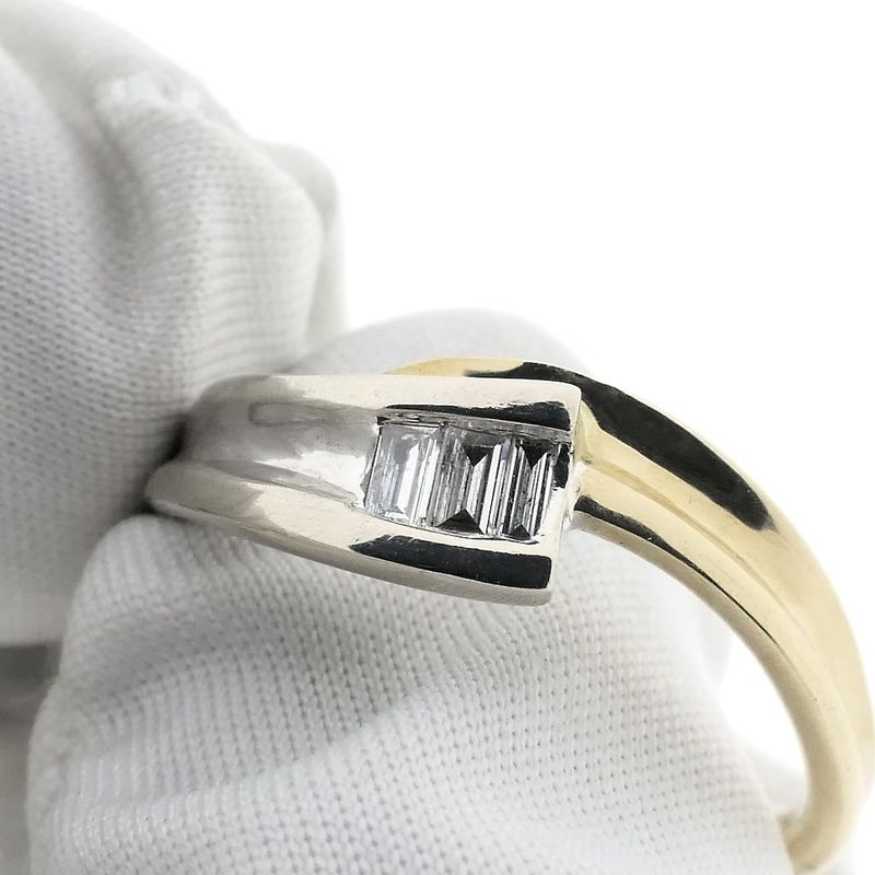 Image 5 of Two-tone gold ring with baguette diamond; 0.21 ct.