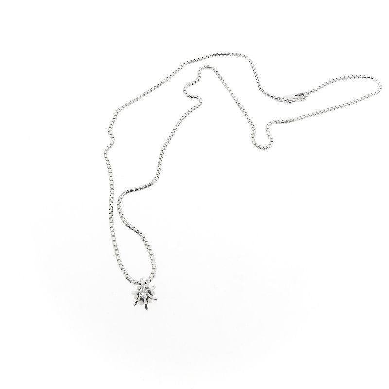 Image 8 of White gold Venetian chain with fixed pendant and diamond; 0.10 ct.