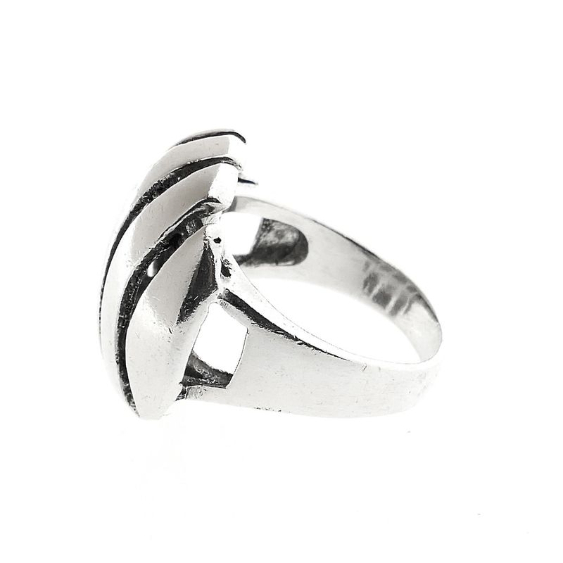 Image 7 of Silver ring with a wavy design.
