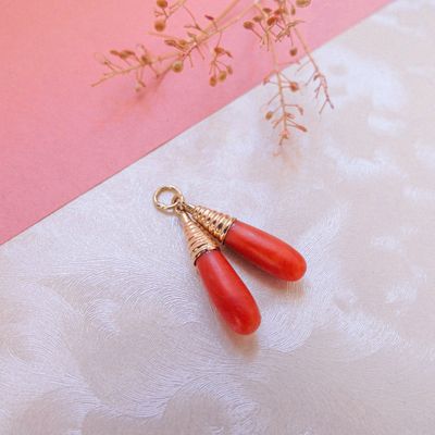 Image 2 of Gold pendant with blood corals | Vintage