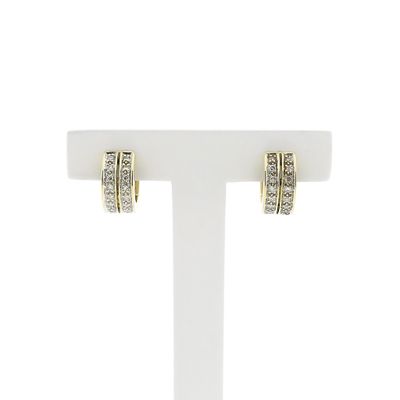 Image 1 of Gold hoop earrings with diamonds; Ø 13.1 mm