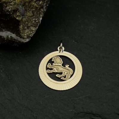 Gold zodiac sign pendant; Leo Image 2 of Gold zodiac sign pendant; Leo