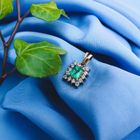 Image 2 of 18K Gold Pendant with Emerald and Diamond | 0.49 ct.