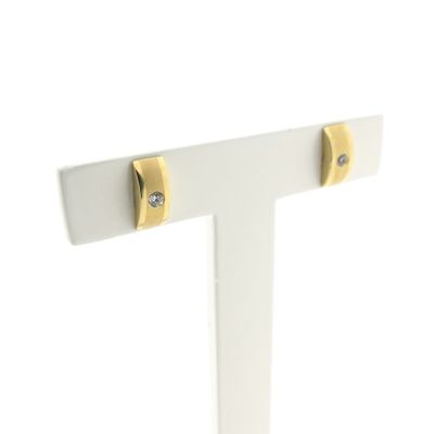 Image 2 of Gold stud earrings with zirconia