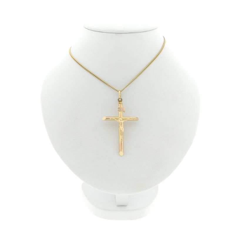 Image 4 of Gold pendant of a cross with corpus; INRI