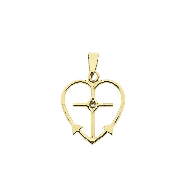 Image 5 of Gold pendant; Faith, hope, and love with diamond | 0.01 ct.