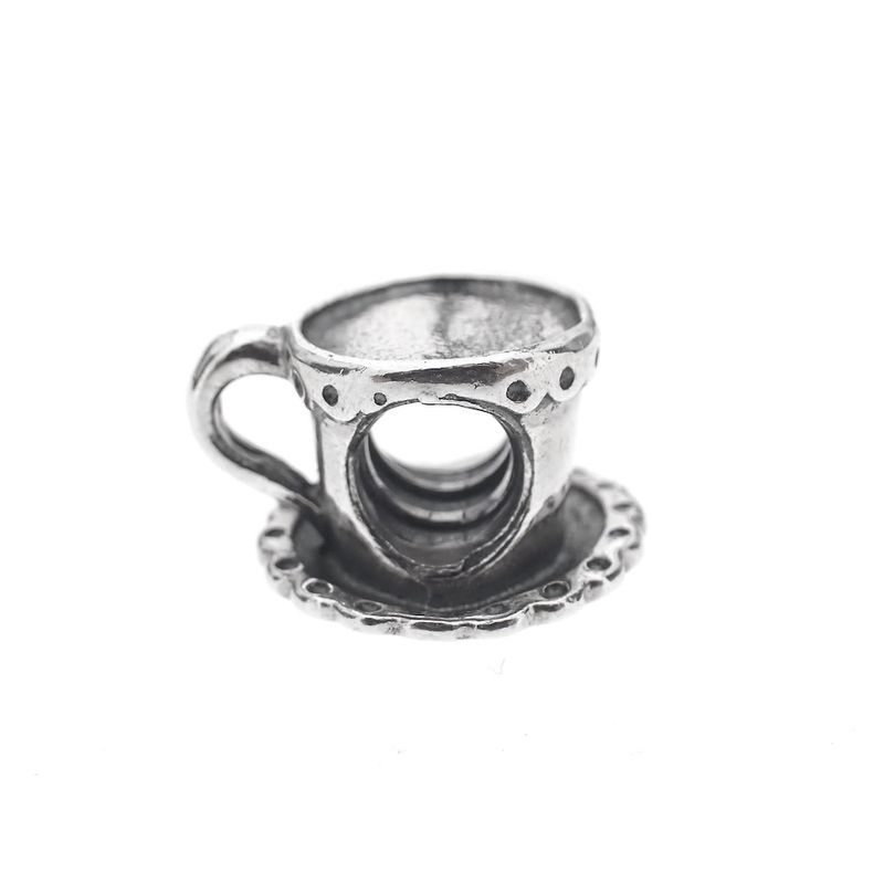 Image 3 of Pandora charm; Silver; Cup and saucer