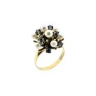 Image 1 of Gold cocktail ring with pearls and sapphire