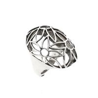 Zilveren gebolde florale ring 