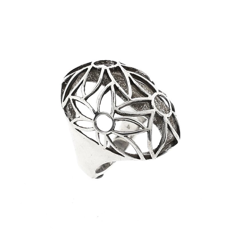 Afbeelding 1 van Zilveren gebolde florale ring 