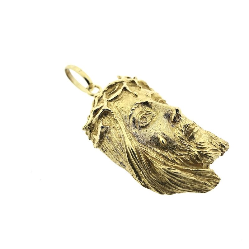 Image 3 of Gold pendant of Jesus with a crown of thorns