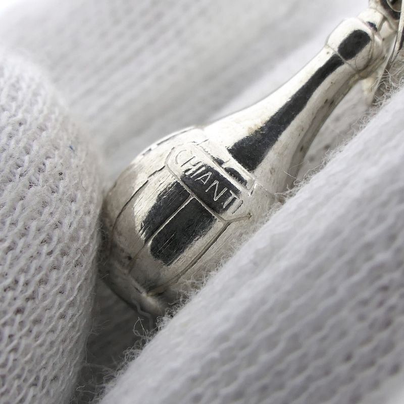 Image 4 of Silver pendant of a Chianti basket bottle (wine bottle)