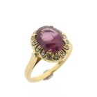 Image 1 of 18-karat gold entourage ring with pink tourmaline and diamond | 0.15 ct.