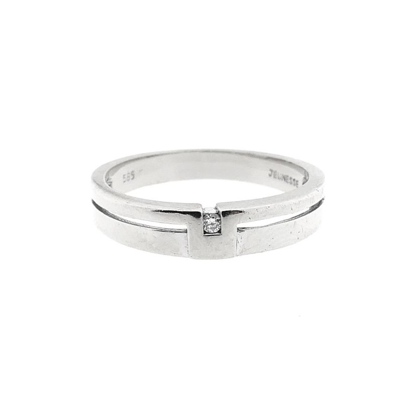Image 6 of White gold ring with diamond; 0.01 ct. | Jeunesse