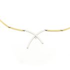 Image 4 of Two-tone gold bar necklace with a fixed pendant and diamond