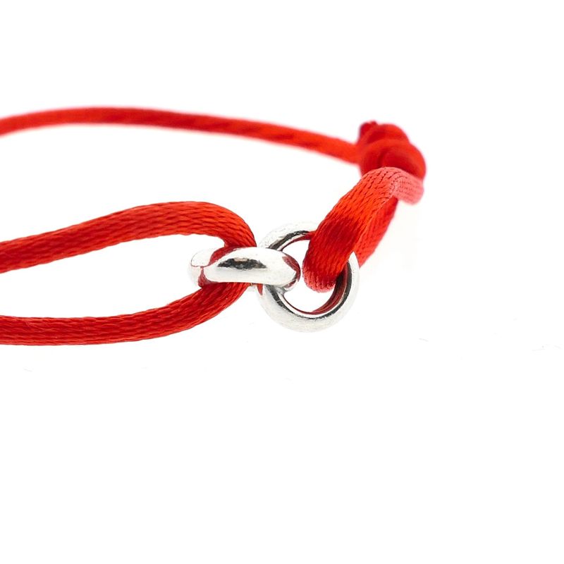 Image 4 of Forever Knots® Handmade Red Satin Bracelet with Silver Chain