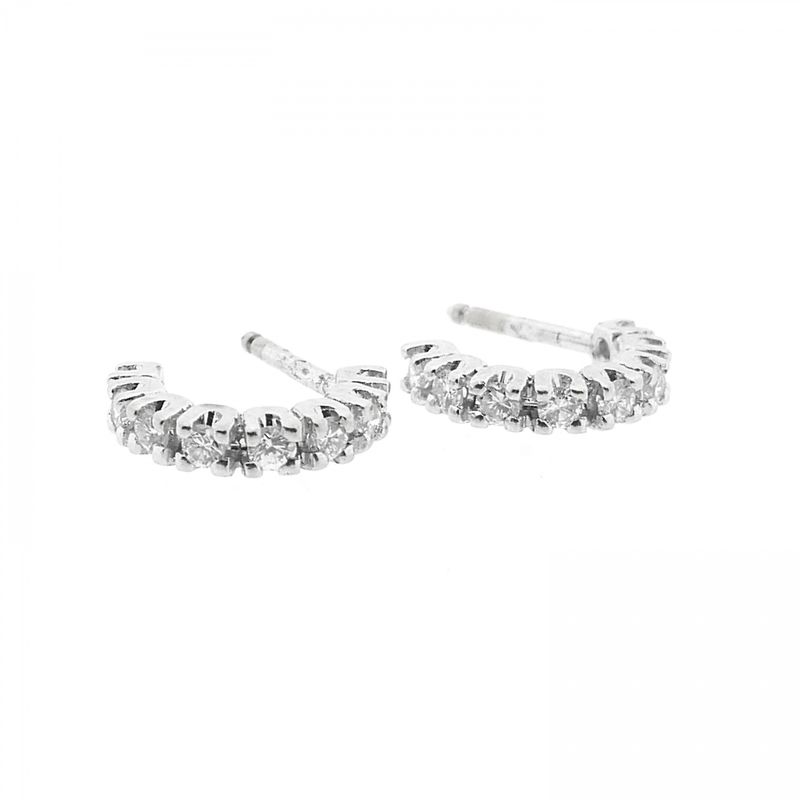 Image 5 of White gold semi-circular stud earrings with diamonds; 0.48 ct.